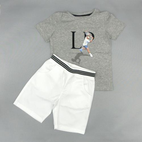 テニススタイルのTシャツ&ホワイトパンツSet